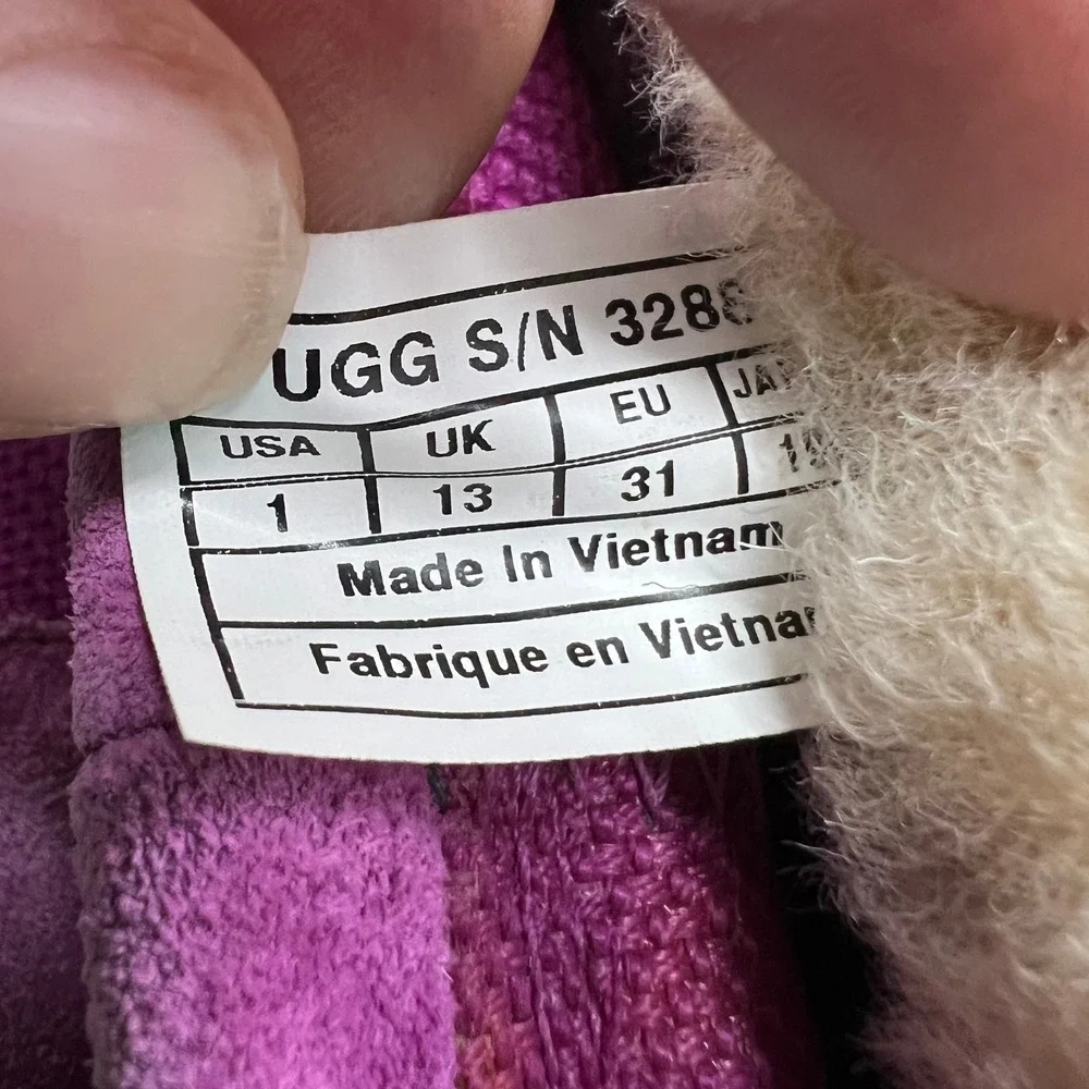 UGG Bobbey 3288 Snow Boots Kids Size 1 Purple Waterproof Shearling Lined Gray